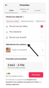 Le choix de contenu à booster dans tiktok ads